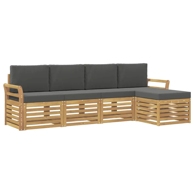 Lauko sofos komplektas 5 pcs Balta ir antracito