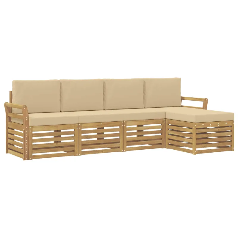 Lauko sofos komplektas 5 pcs Balta ir kreminė