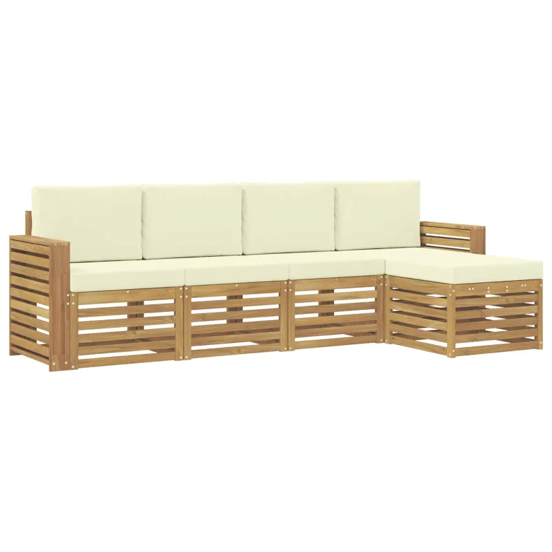 Lauko sofos komplektas 5 pcs Balta ir kreminė