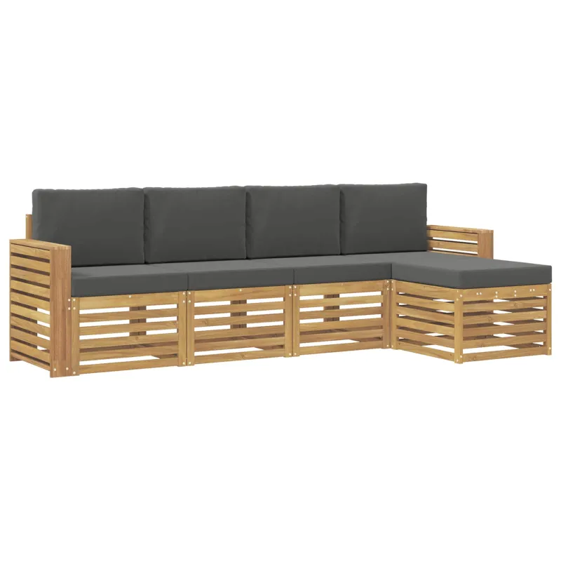 Lauko sofos komplektas 5 pcs Balta ir antracito