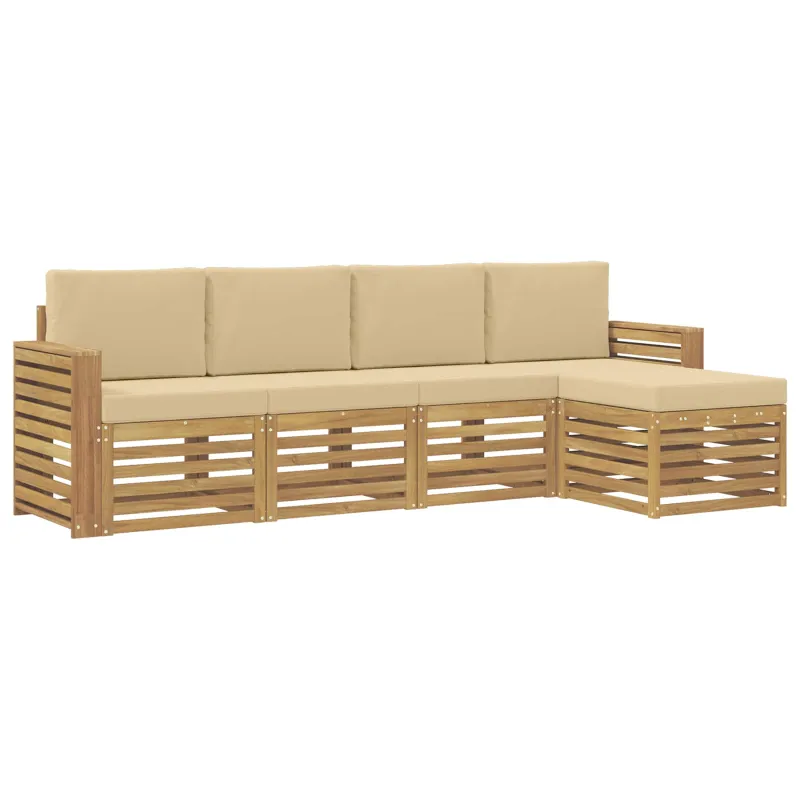 Lauko sofos komplektas 5 pcs Balta ir kreminė