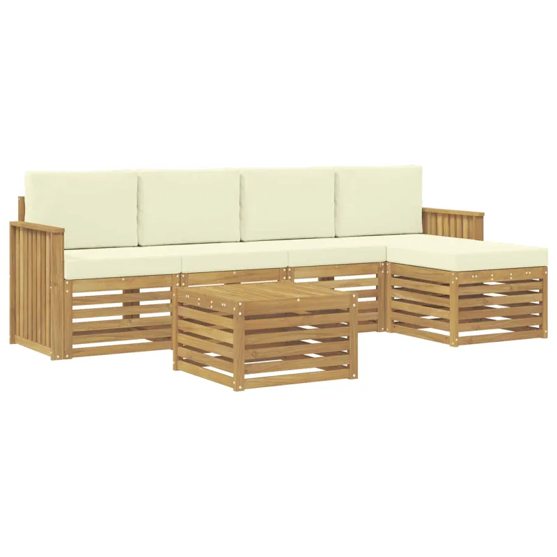Lauko sofos komplektas 6 pcs Balta ir kreminė 59 x 59 x 37 cm