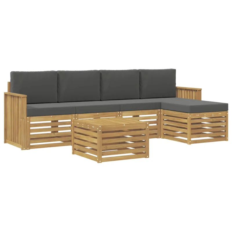 Lauko sofos komplektas 6 pcs Balta ir antracito 59 x 59 x 37 cm