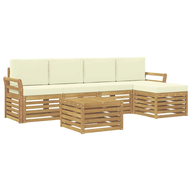 Lauko sofos komplektas 6 pcs Balta ir kreminė 59 x 59 x 37 cm