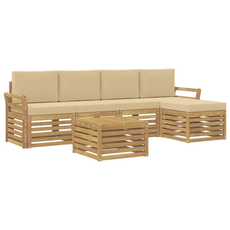 Lauko sofos komplektas 6 pcs Balta ir kreminė 59 x 59 x 37 cm