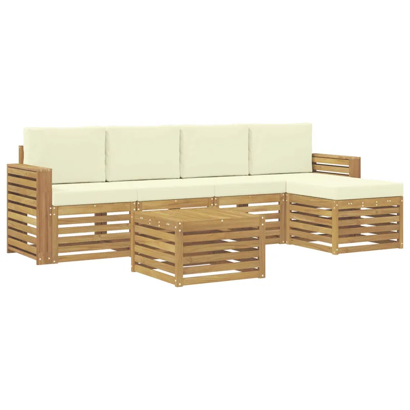 Lauko sofos komplektas 6 pcs Balta ir kreminė 59 x 59 x 37 cm