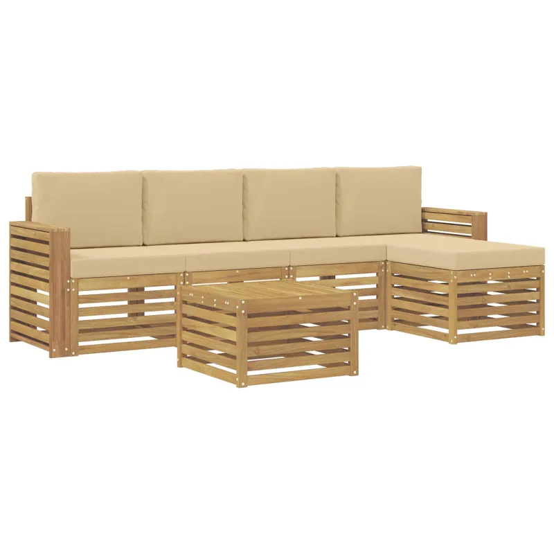 Lauko sofos komplektas 6 pcs Balta ir kreminė 59 x 59 x 37 cm