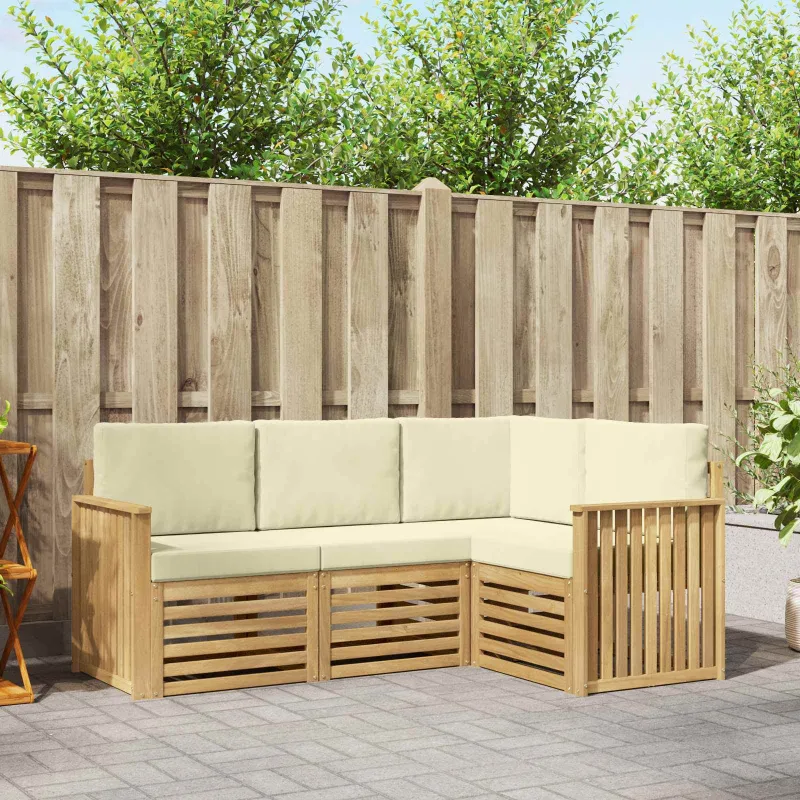 Sofų komplektai 4 pcs Balta ir kreminė 187,5 x 128,5 x 73 cm