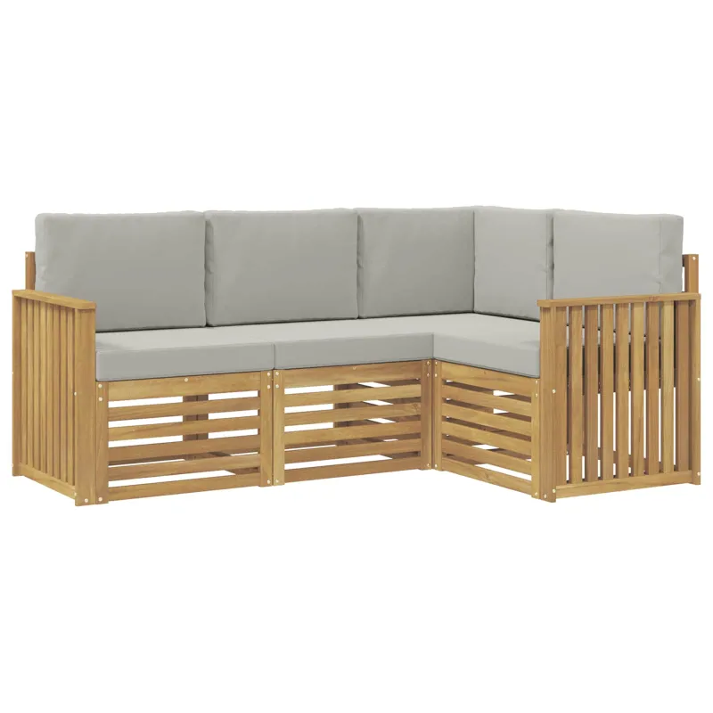 Sofų komplektai 4 pcs Balta ir šviesiai pilka