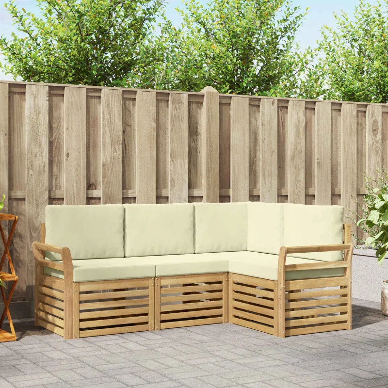 Sofų komplektai 4 pcs Balta ir kreminė 190 x 130,5 x 73 cm