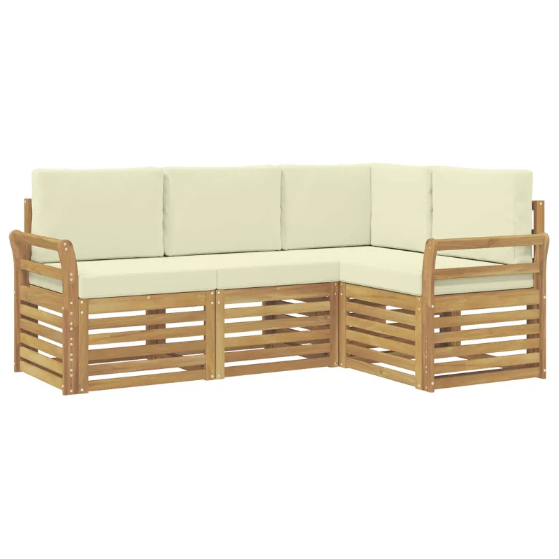 Sofų komplektai 4 pcs Balta ir kreminė 190 x 130,5 x 73 cm