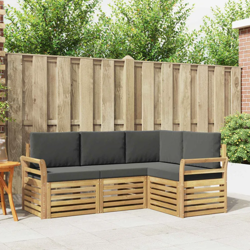 Sofų komplektai 4 pcs Balta ir antracito 190 x 130,5 x 73 cm