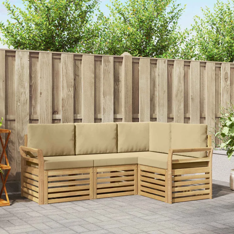 Sofų komplektai 4 pcs Balta ir kreminė 190 x 130,5 x 73 cm