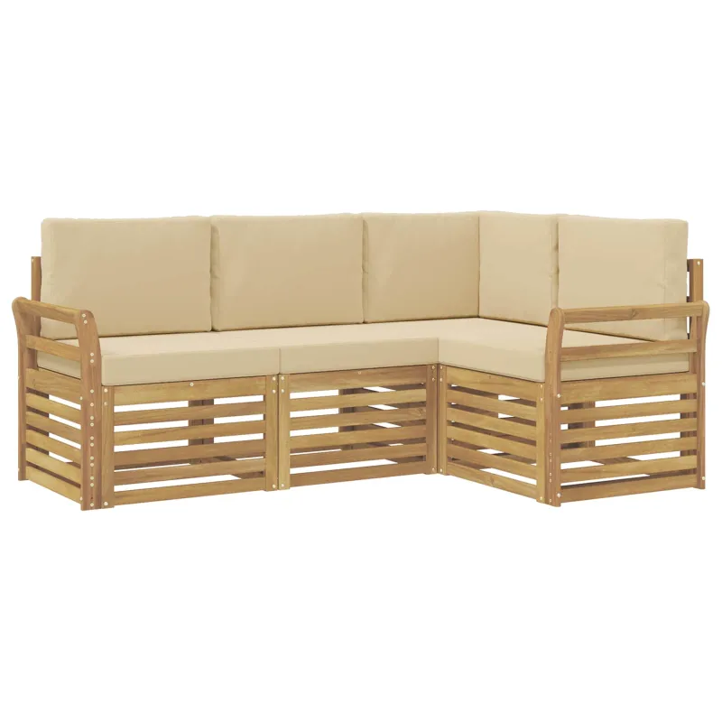 Sofų komplektai 4 pcs Balta ir kreminė 190 x 130,5 x 73 cm