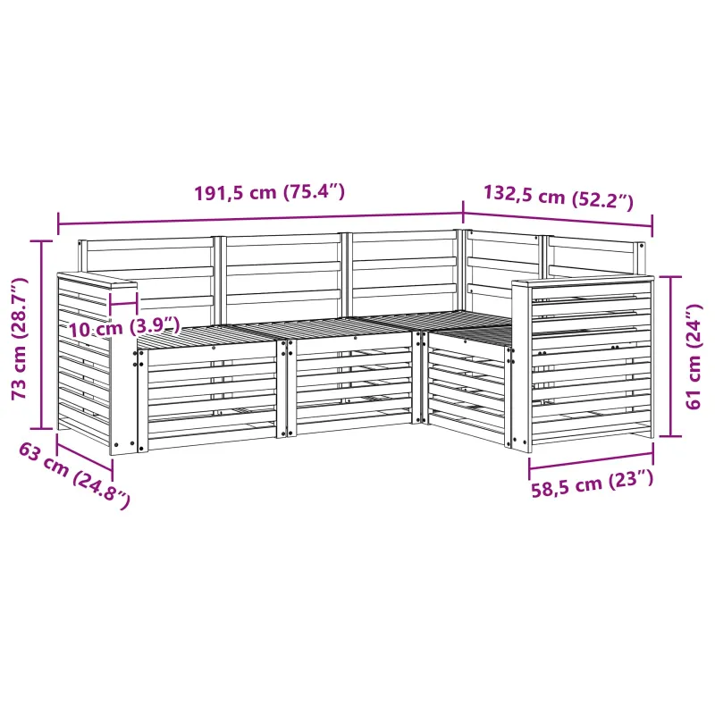 Sofų komplektai 4 pcs Balta 191 x 132,5 x 73 cm