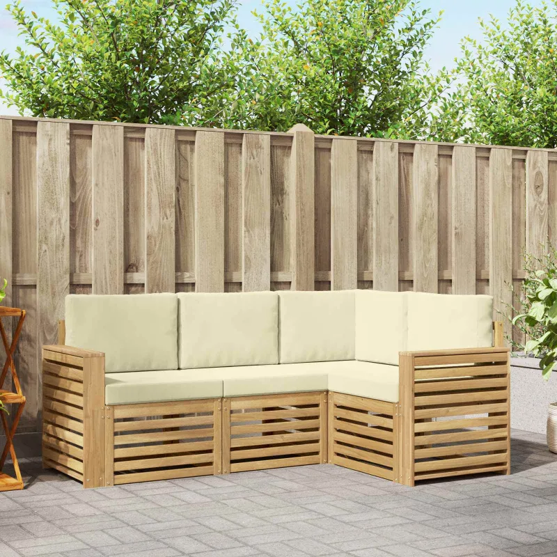 Sofų komplektai 4 pcs Balta ir kreminė 191 x 132,5 x 73 cm