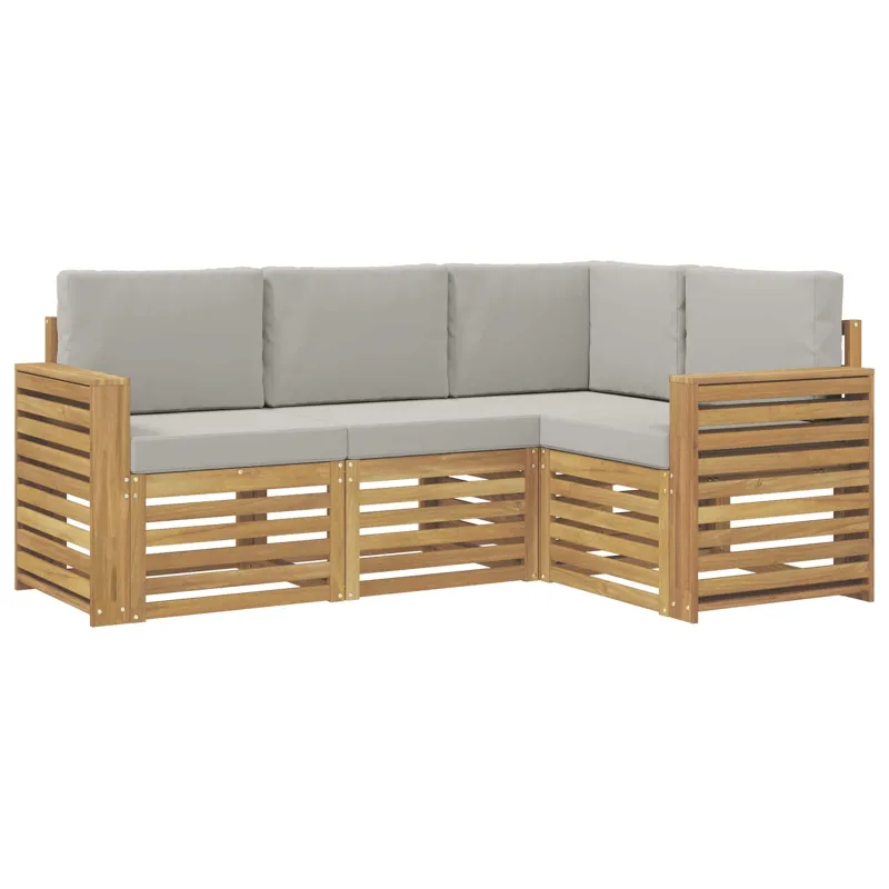 Lauko sofos komplektas 4 pcs Balta ir šviesiai pilka