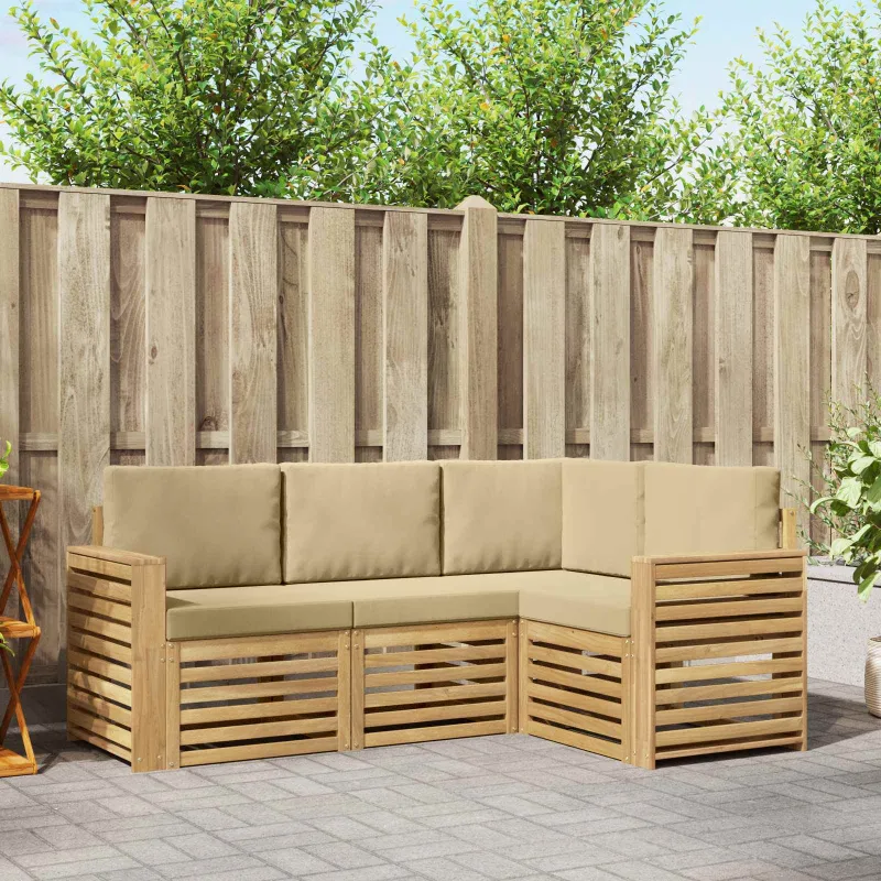 Sofų komplektai 4 pcs Balta ir kreminė 191 x 132,5 x 73 cm