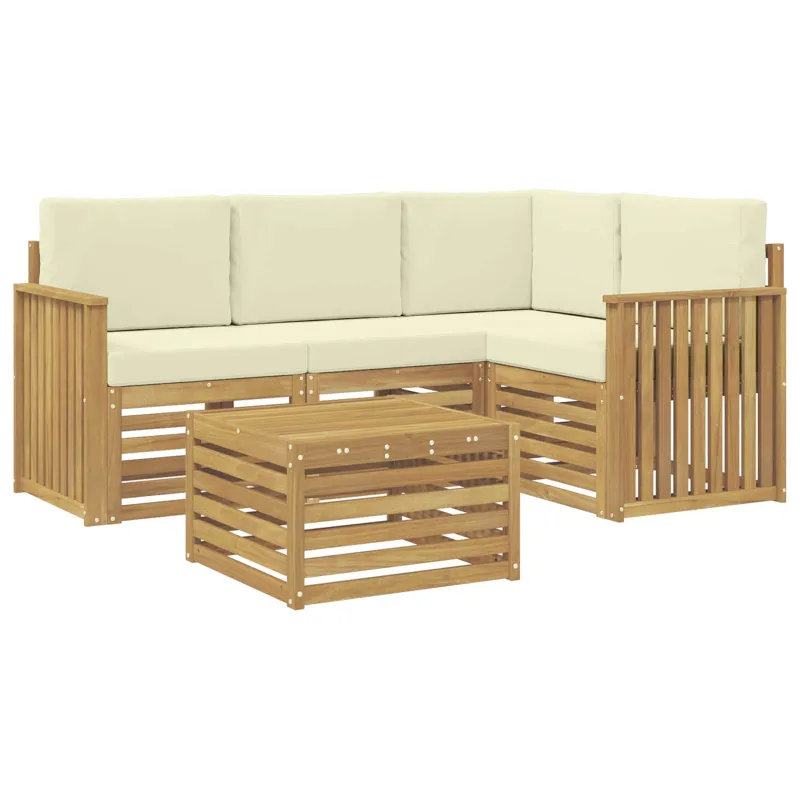 Lauko sofos komplektas 5 pcs Balta ir kreminė 59 x 59 x 37 cm