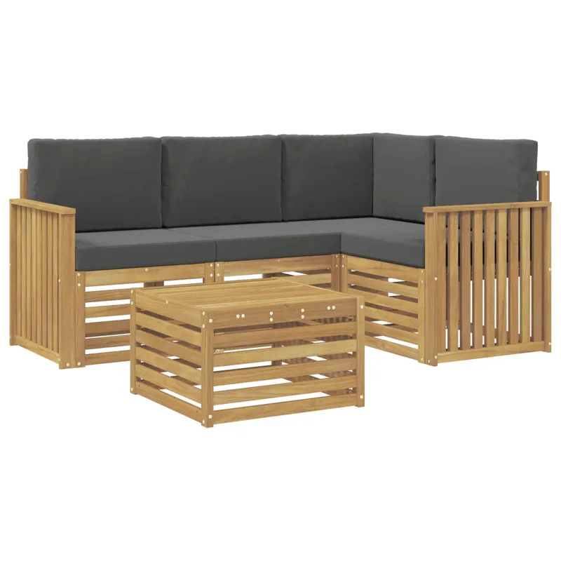 Lauko sofos komplektas 5 pcs Balta ir antracito 59 x 59 x 37 cm