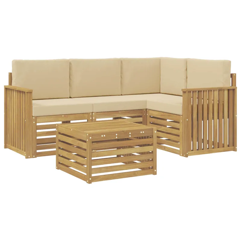 Lauko sofos komplektas 5 pcs Balta ir kreminė 59 x 59 x 37 cm