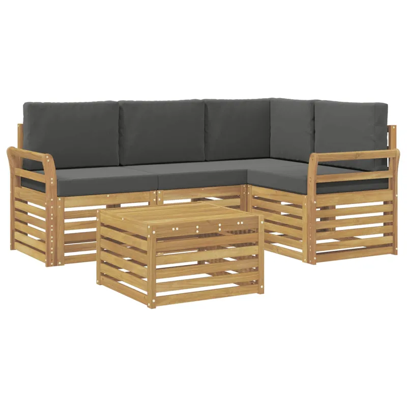 Lauko sofos komplektas 5 pcs Balta ir antracito 59 x 59 x 37 cm