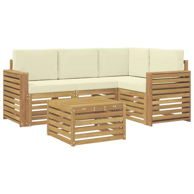 Lauko sofos komplektas 5 pcs Balta ir kreminė 59 x 59 x 37 cm