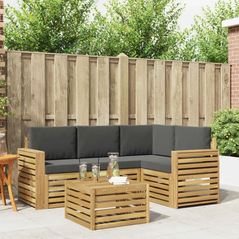 Lauko sofos komplektas 5 pcs Balta ir antracito 59 x 59 x 37 cm