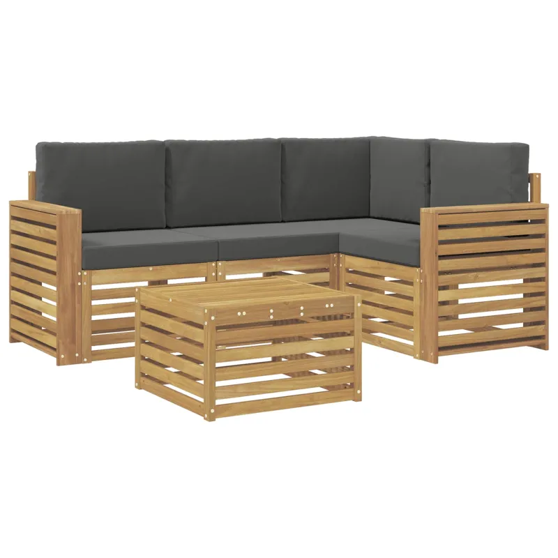 Lauko sofos komplektas 5 pcs Balta ir antracito 59 x 59 x 37 cm