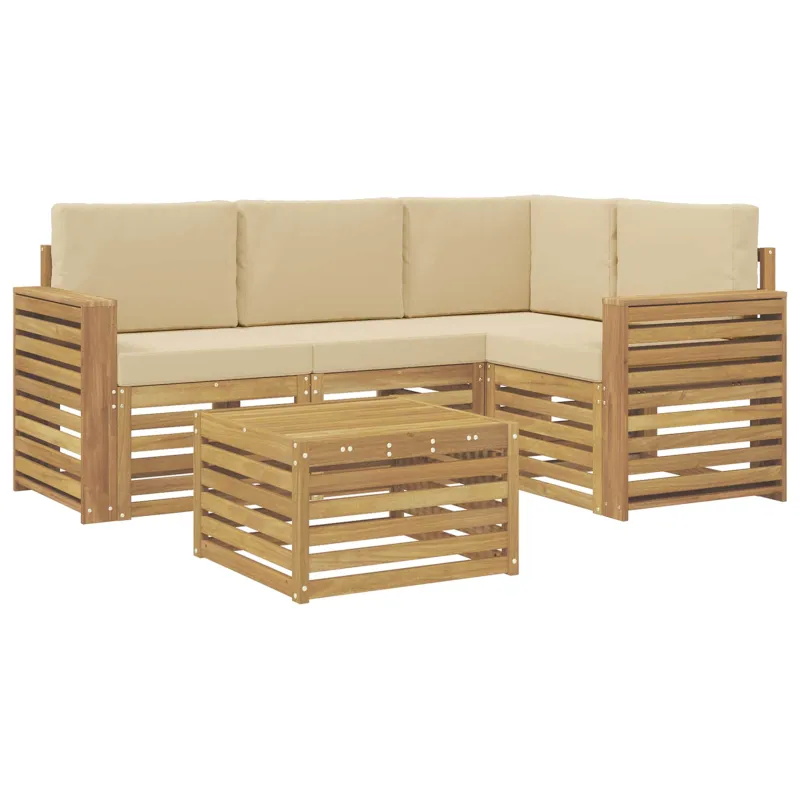 Lauko sofos komplektas 5 pcs Balta ir kreminė 59 x 59 x 37 cm