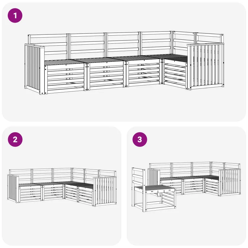 Lauko sofos komplektas 5 pcs Balta 247 x 128,5 x 73 cm