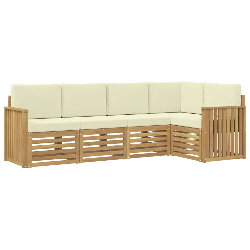 Lauko sofos komplektas 5 pcs Balta ir kreminė