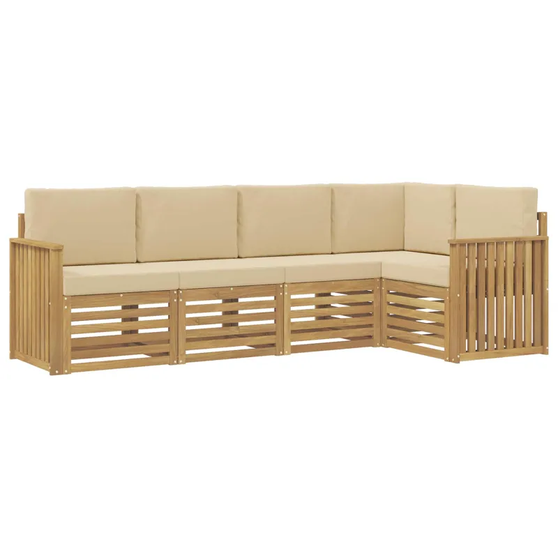 Lauko sofos komplektas 5 pcs Balta ir kreminė