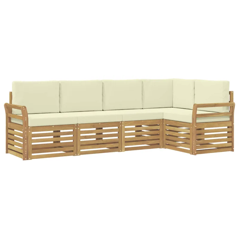 Lauko sofos komplektas 5 pcs Balta ir kreminė