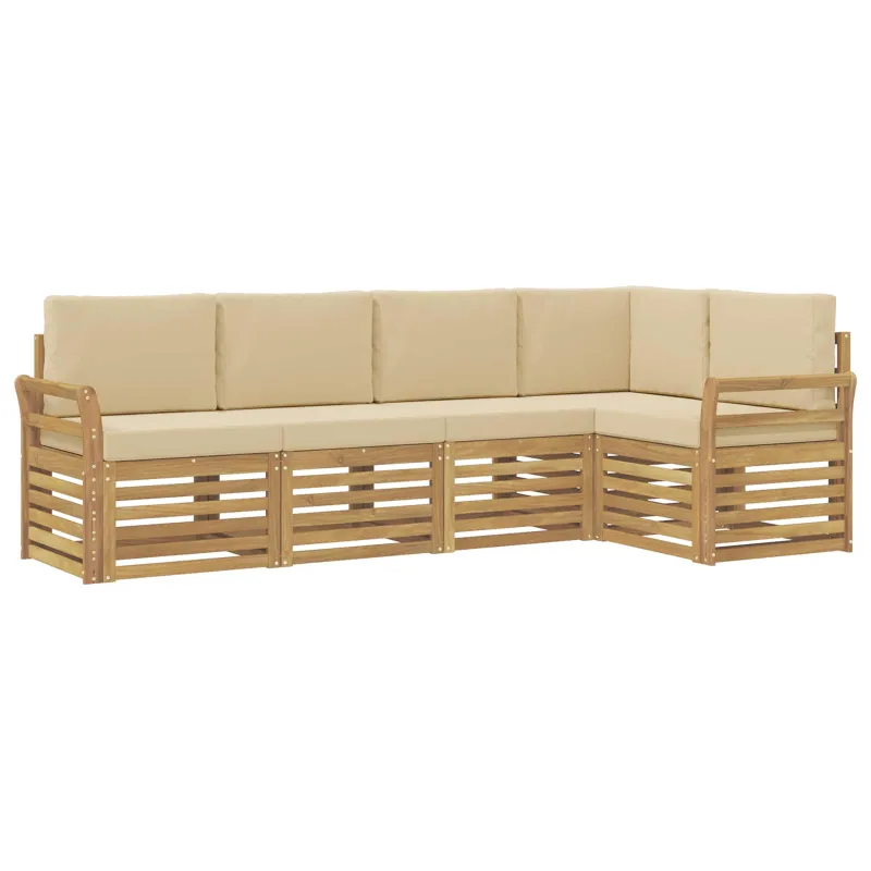 Lauko sofos komplektas 5 pcs Balta ir kreminė