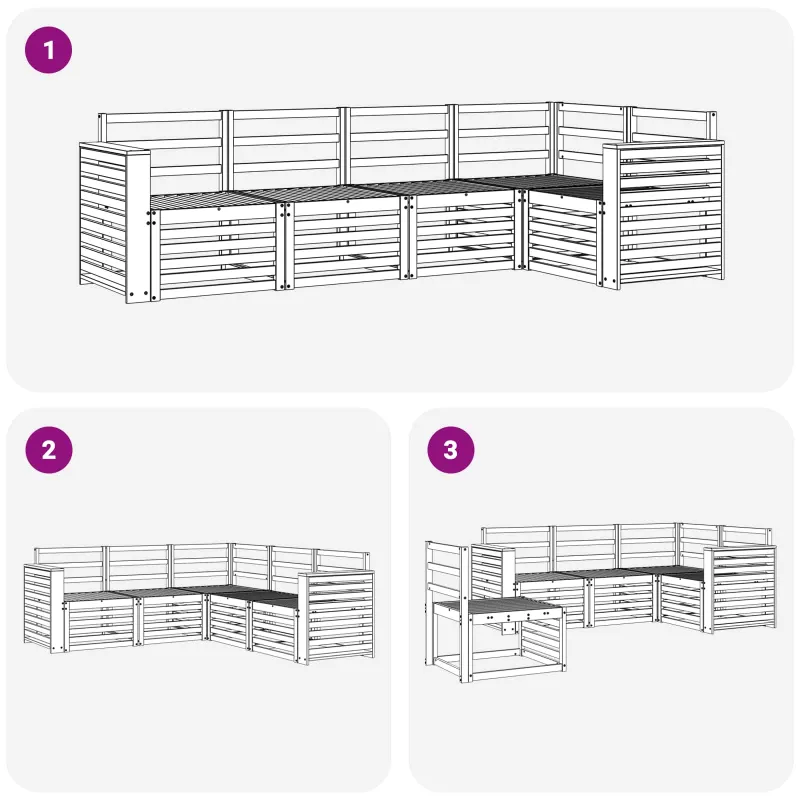 Lauko sofos komplektas 5 pcs Balta 251 x 132,5 x 73 cm