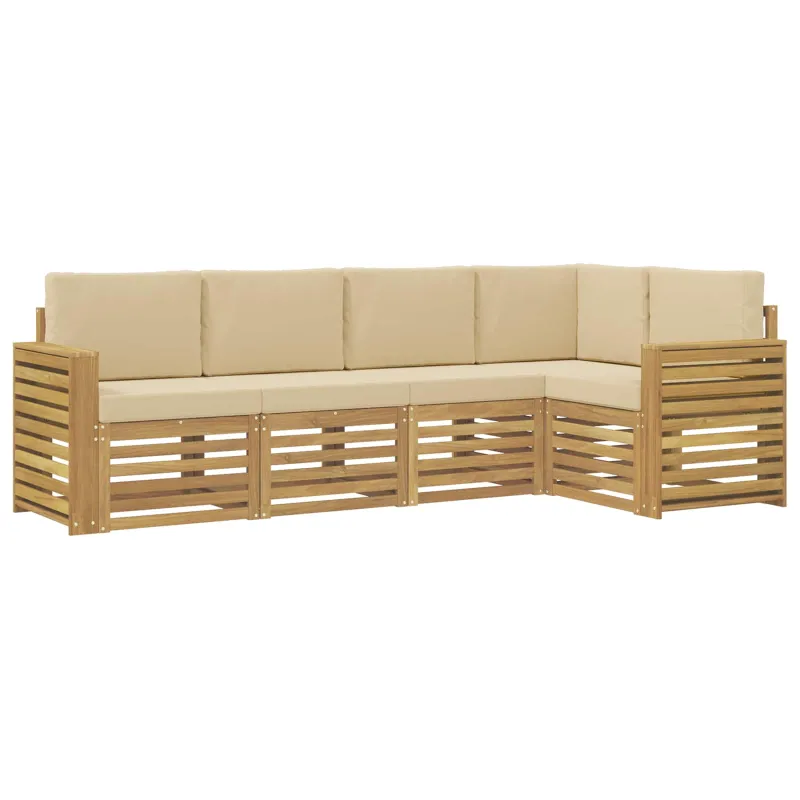 Lauko sofos komplektas 5 pcs Balta ir kreminė