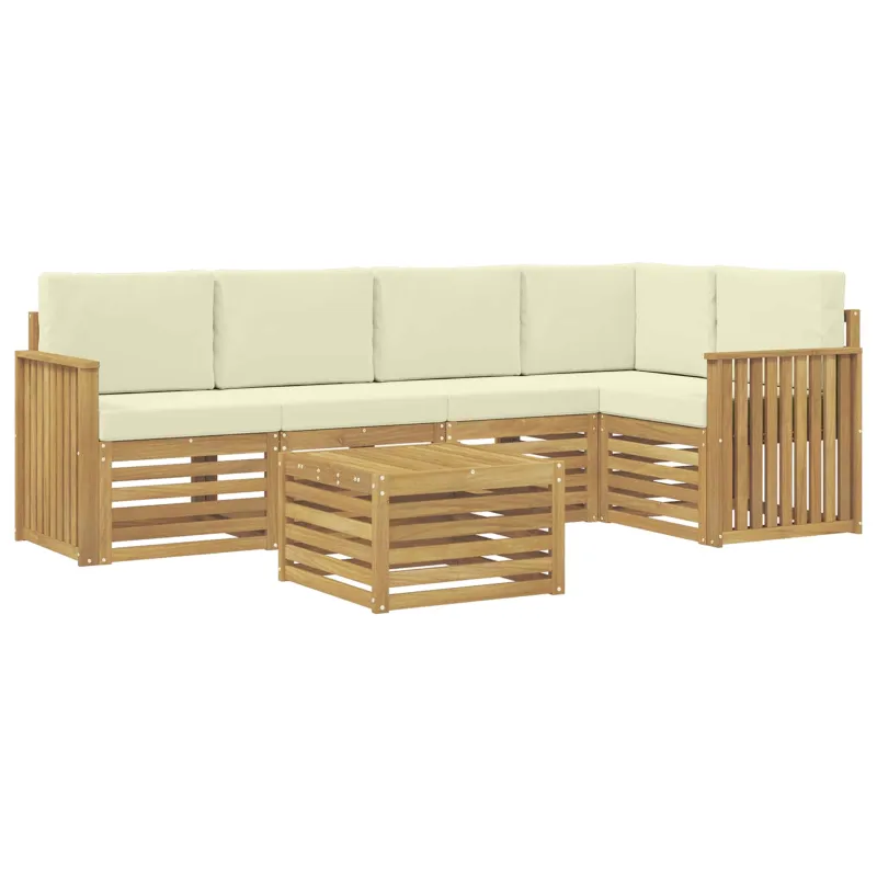 Lauko sofos komplektas 6 pcs Balta ir kreminė 59 x 59 x 37 cm