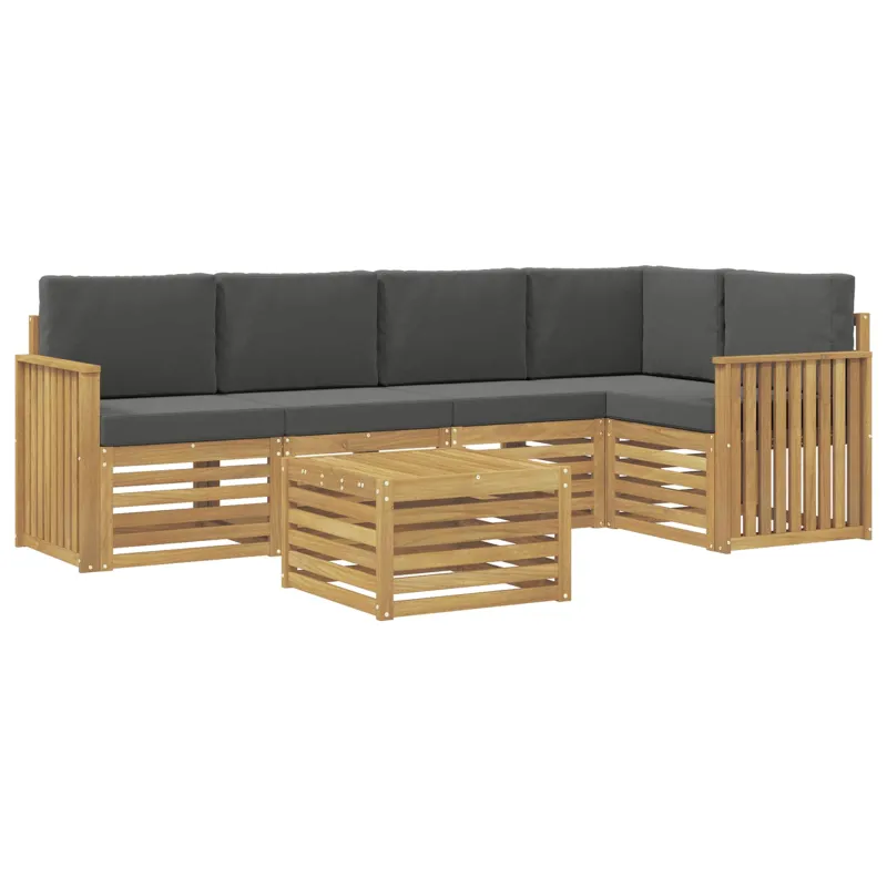 Lauko sofos komplektas 6 pcs Balta ir antracito 59 x 59 x 37 cm