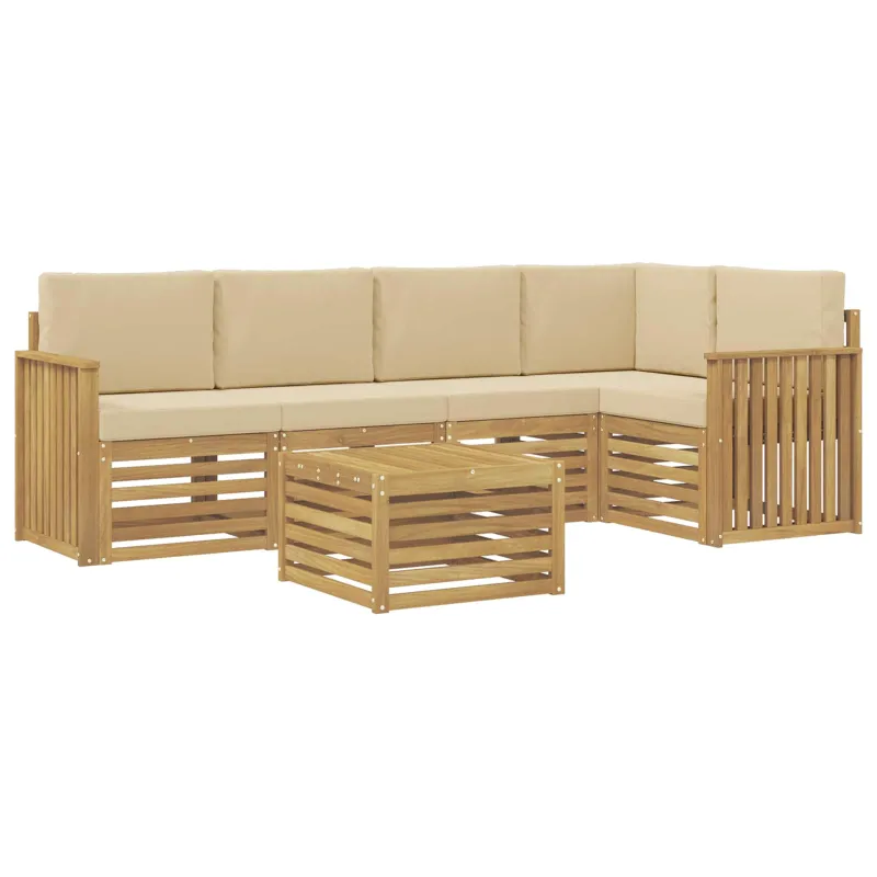 Lauko sofos komplektas 6 pcs Balta ir kreminė 59 x 59 x 37 cm