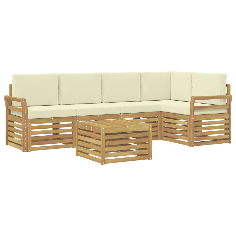 Lauko sofos komplektas 6 pcs Balta ir kreminė 59 x 59 x 37 cm