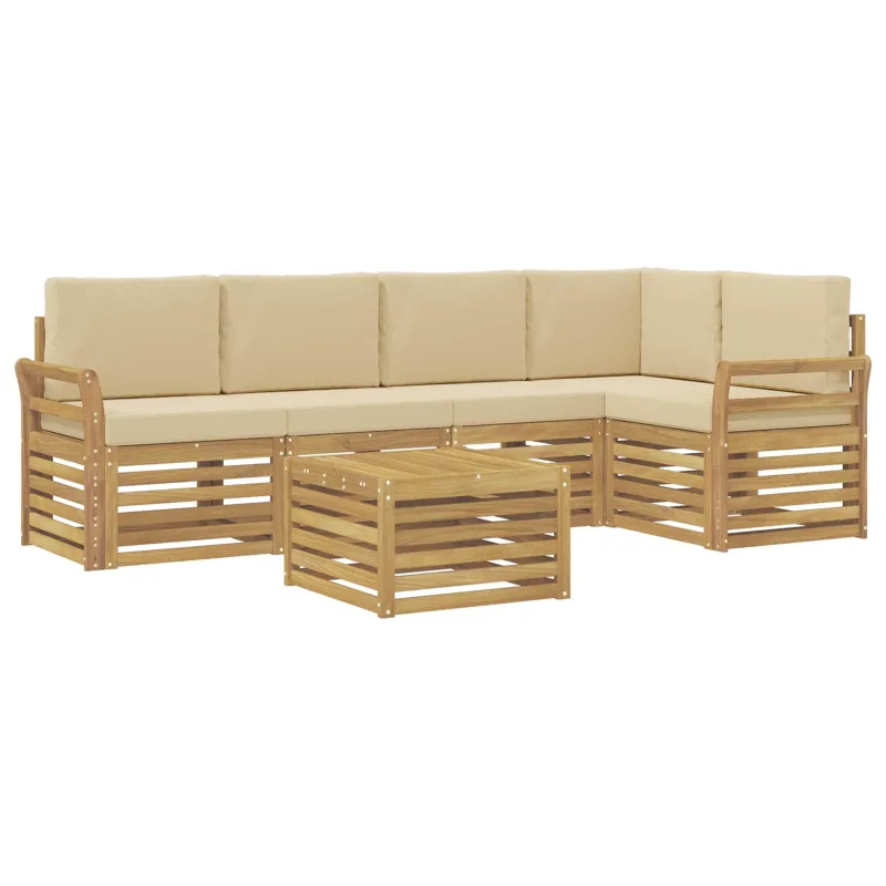 Lauko sofos komplektas 6 pcs Balta ir kreminė 59 x 59 x 37 cm