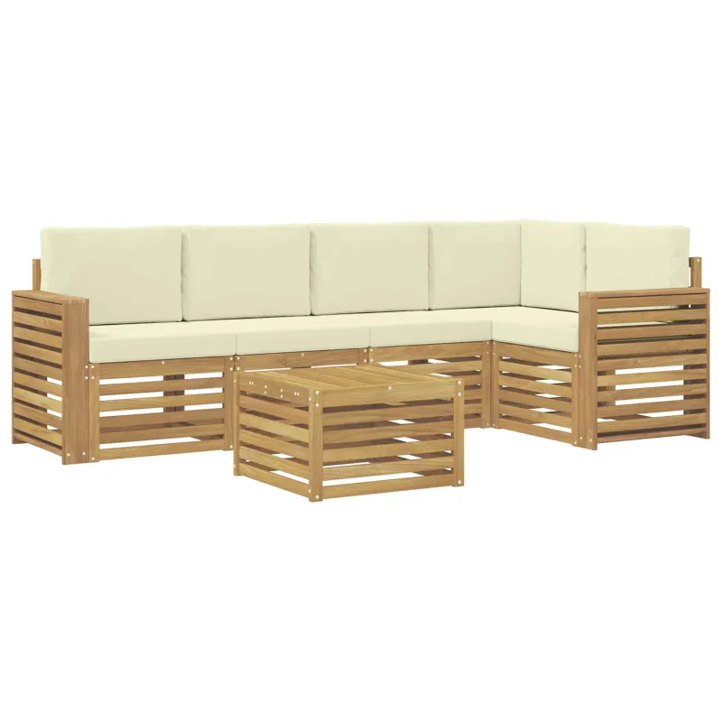 Lauko sofos komplektas 6 pcs Balta ir kreminė 59 x 59 x 37 cm