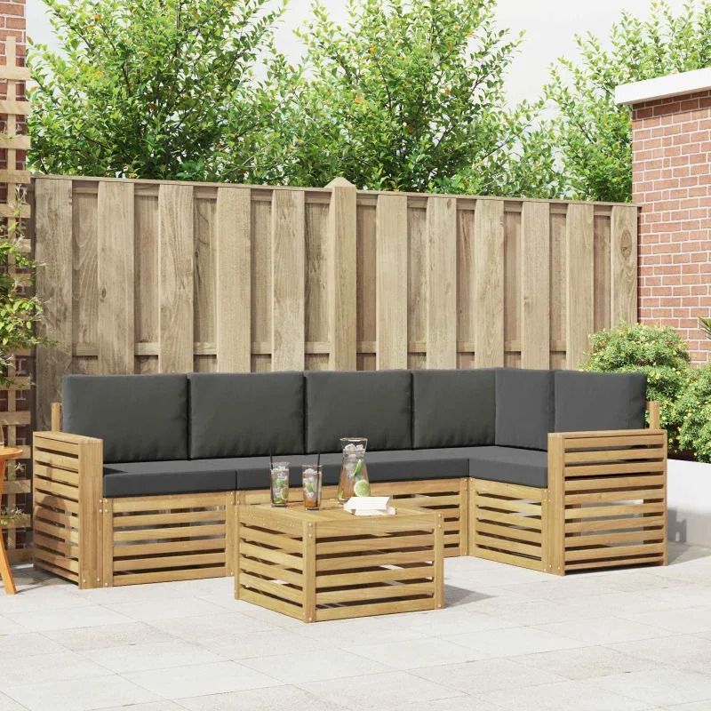 Lauko sofos komplektas 6 pcs Balta ir antracito 59 x 59 x 37 cm