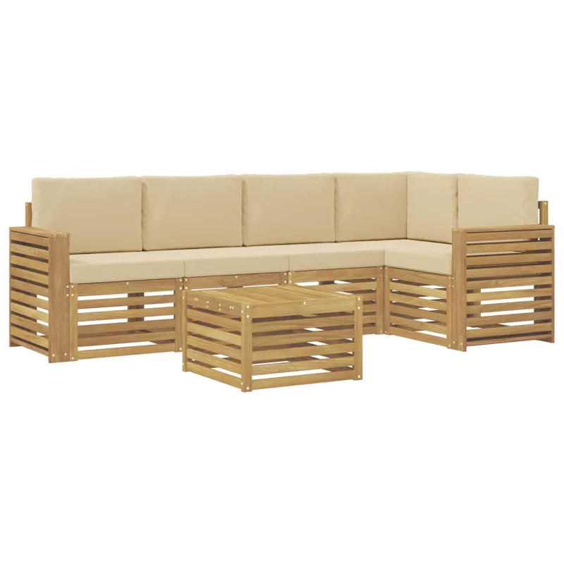Lauko sofos komplektas 6 pcs Balta ir kreminė 59 x 59 x 37 cm