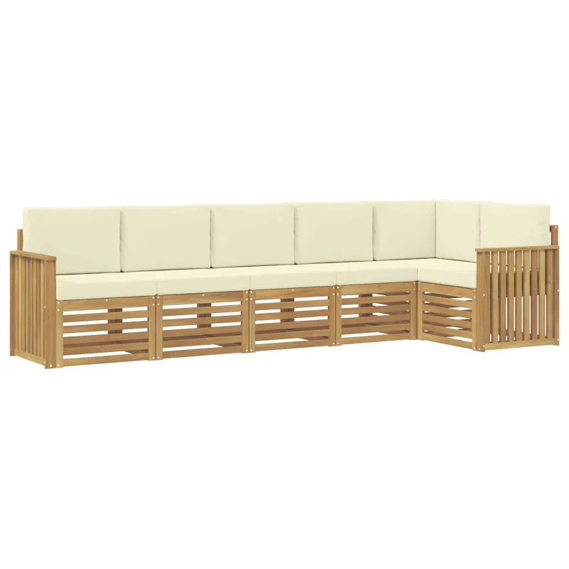 Lauko sofos komplektas 6 pcs Balta ir kreminė