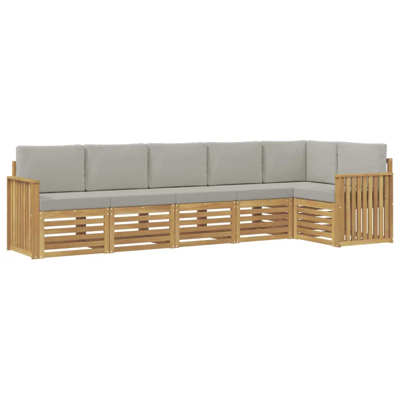 Lauko sofos komplektas 6 pcs Balta ir šviesiai pilka
