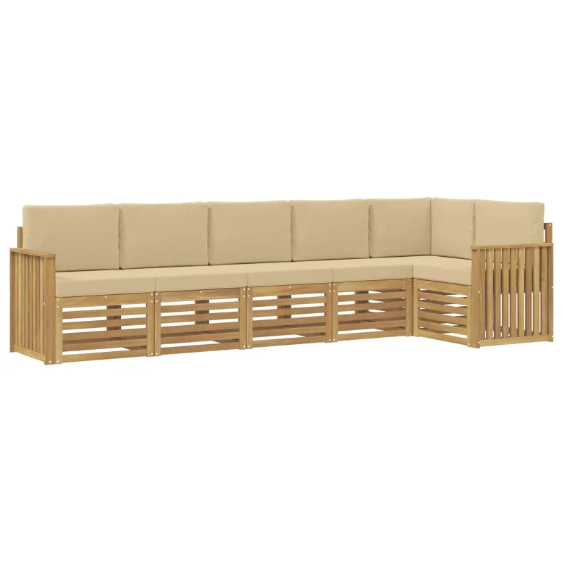 Lauko sofos komplektas 6 pcs Balta ir kreminė