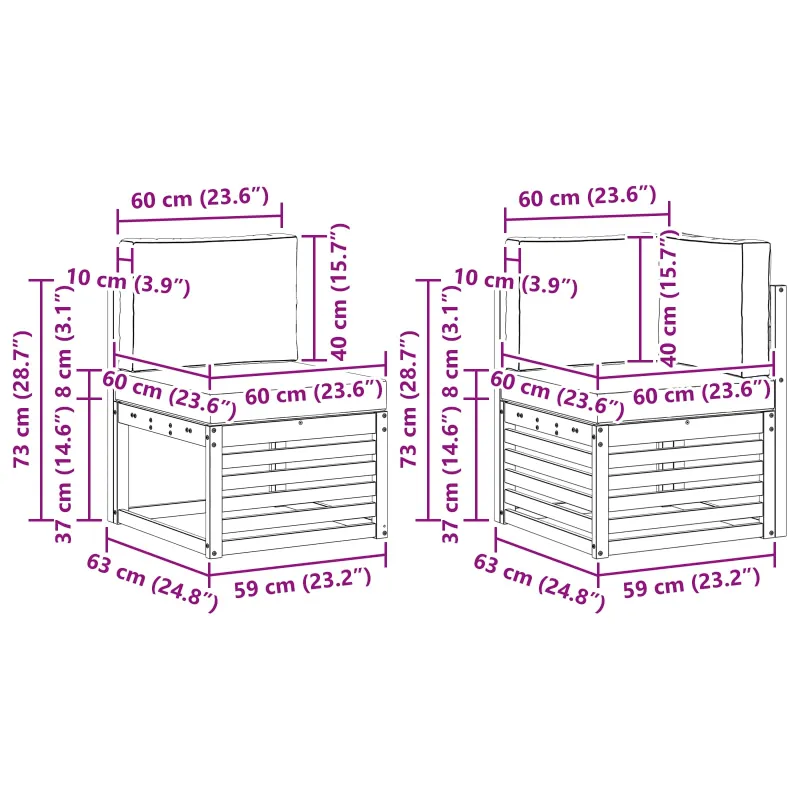 Lauko sofos komplektas 6 pcs Balta ir kreminė