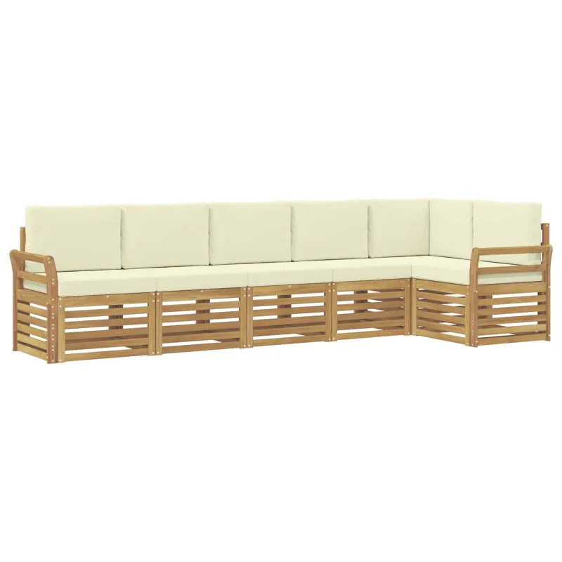 Lauko sofos komplektas 6 pcs Balta ir kreminė